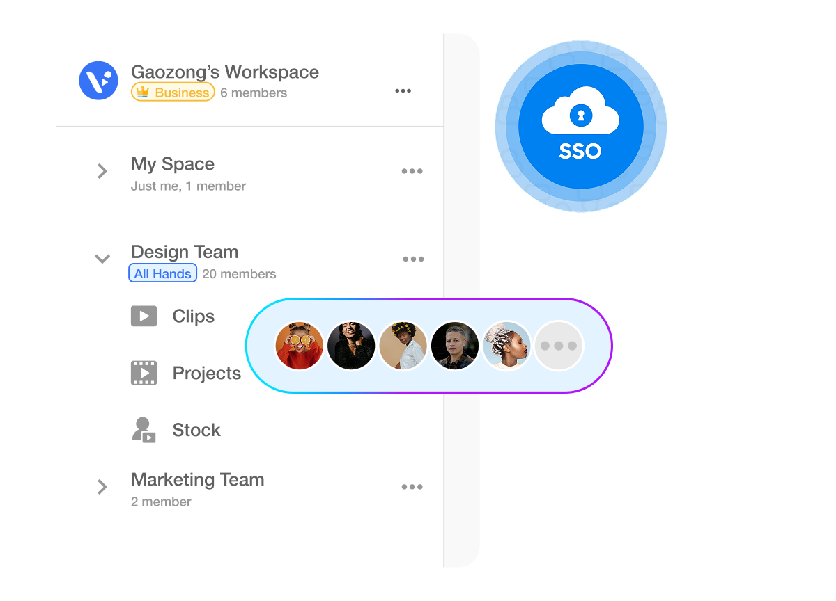 Team of educators using AI video creation tools for higher education to co-edit videos with secure workspace permissions
